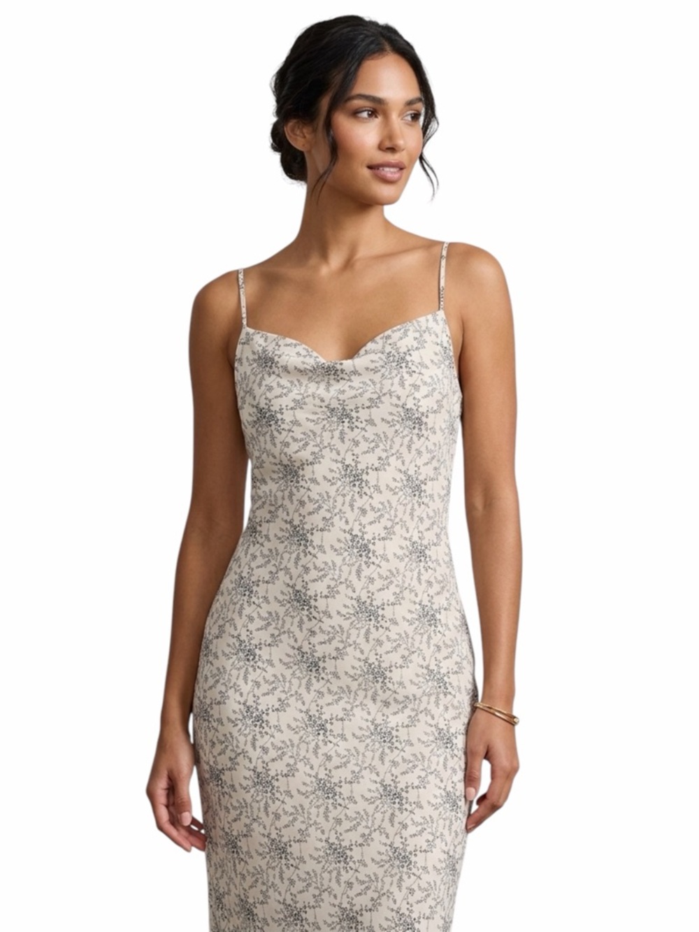 HAVE Los Angeles Woman’s White Sprig Floral Slip Midi Dress Size Medium